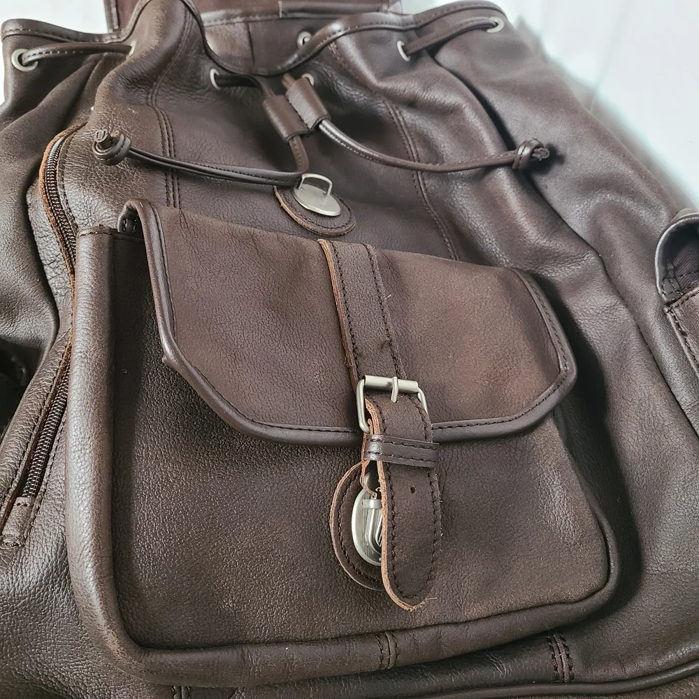 Vintage Brown Leather Backpack 90's